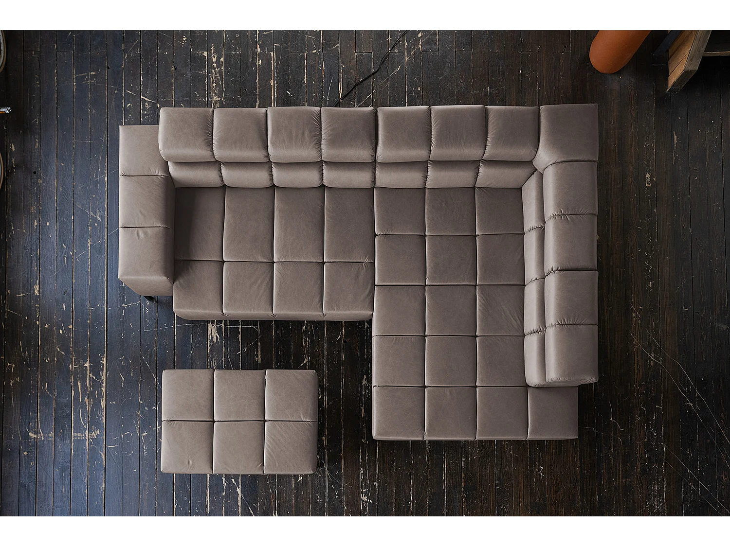 Canapé d'angle - brun foncé cuir - NELSON