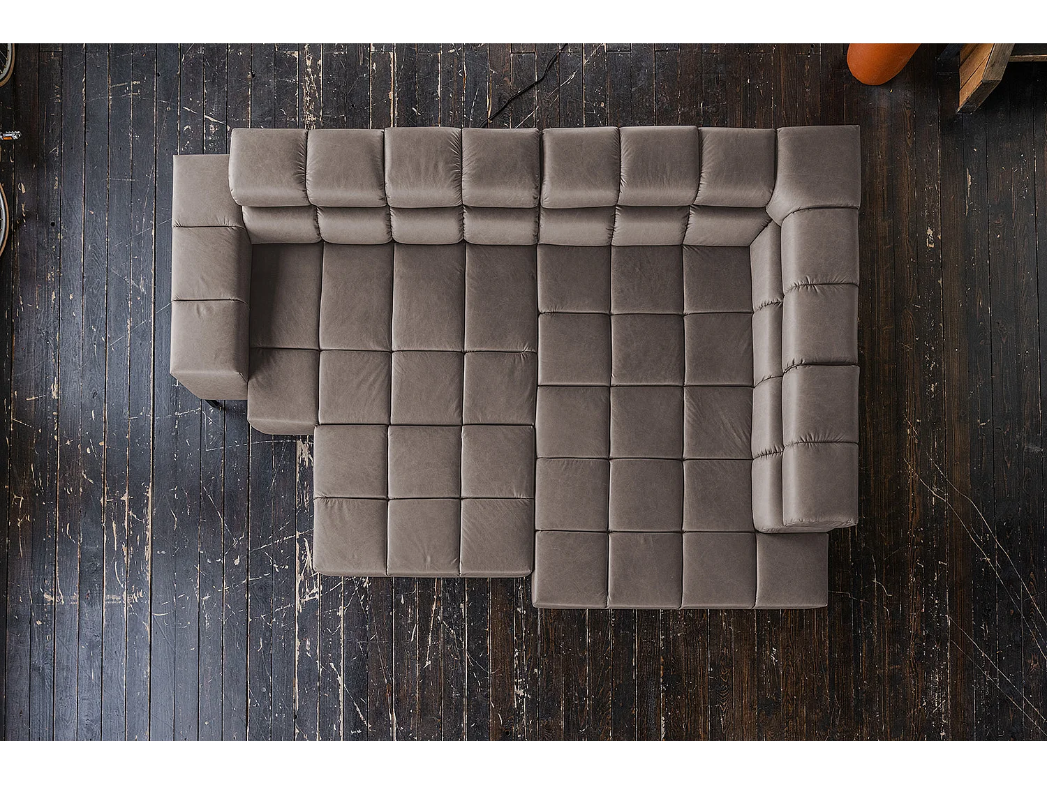 Canapé d'angle - brun foncé cuir - NELSON