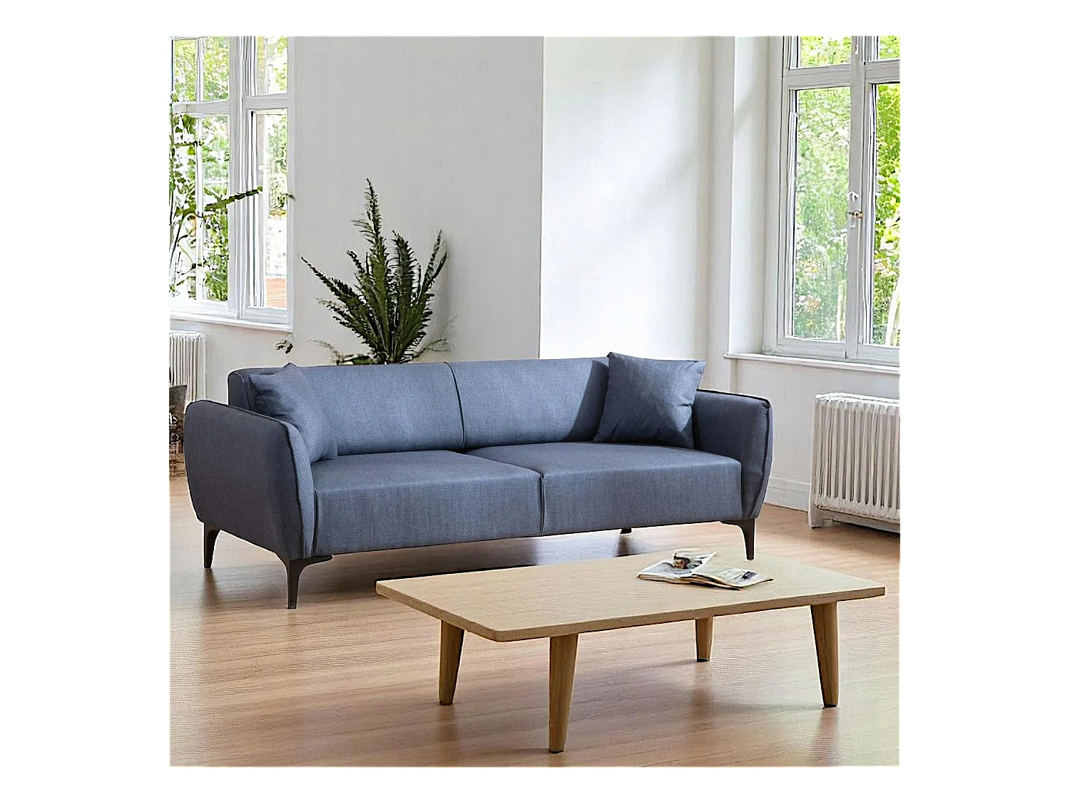 Canapé 3 places bleu - couture déco VILNIUS