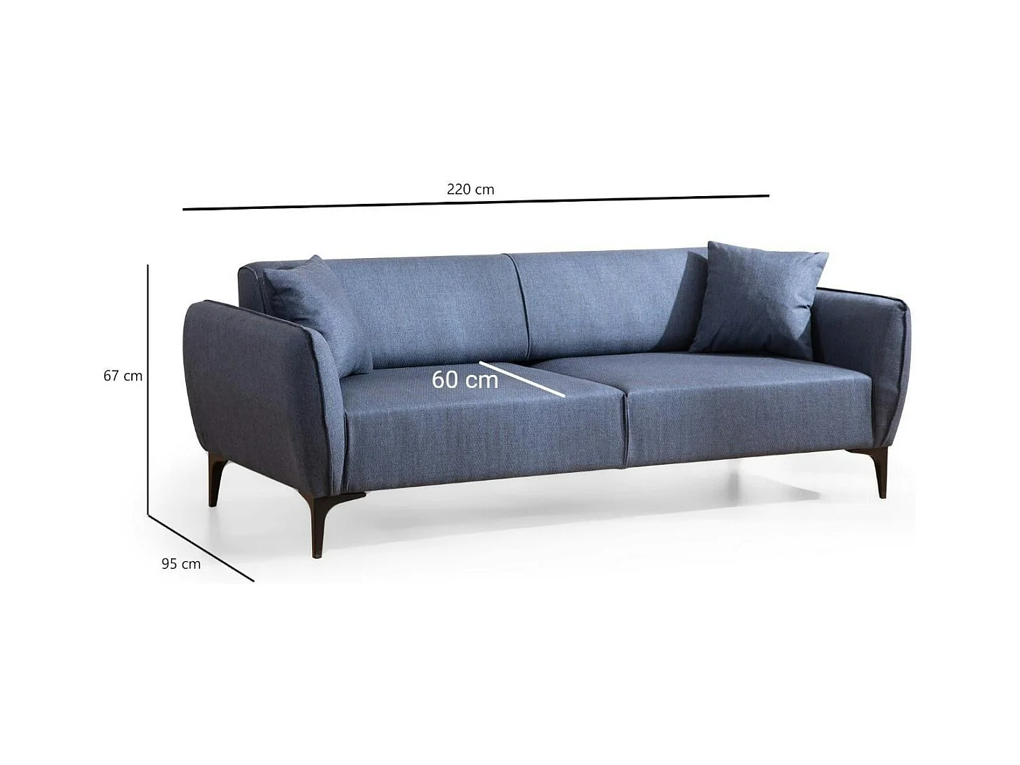 Canapé 3 places bleu - couture déco VILNIUS