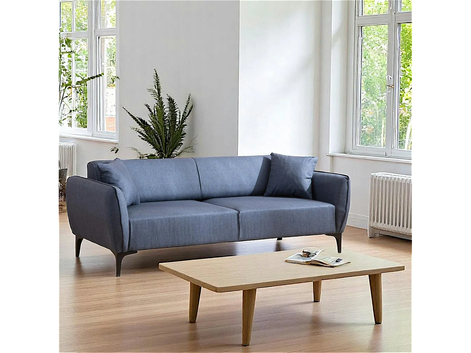 Canapé 3 places bleu - couture déco VILNIUS