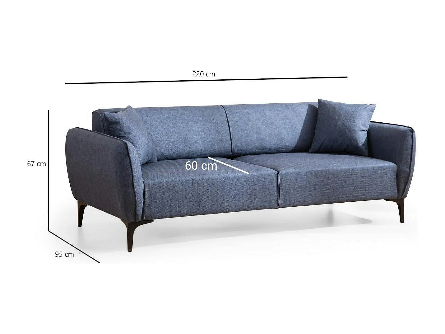 Canapé 3 places bleu - couture déco VILNIUS