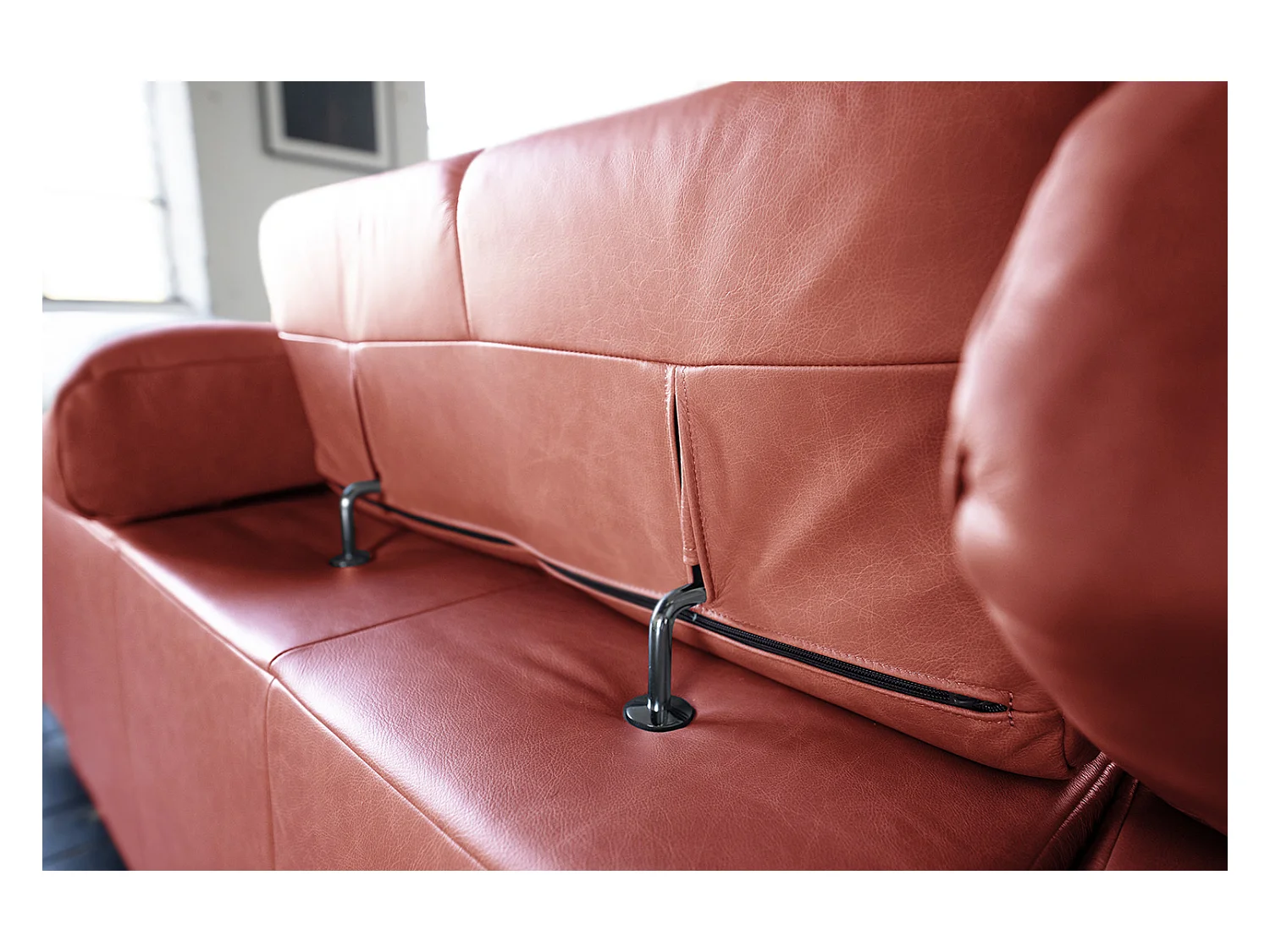 Ecksofa - Rot Leder - NELSON
