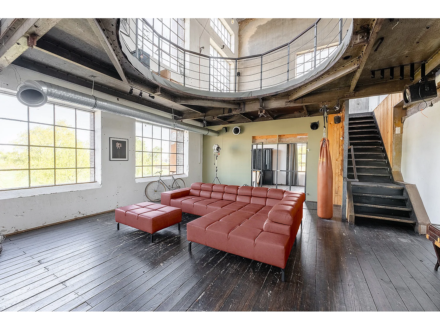 Canapé d'angle - Rouge cuir - NELSON