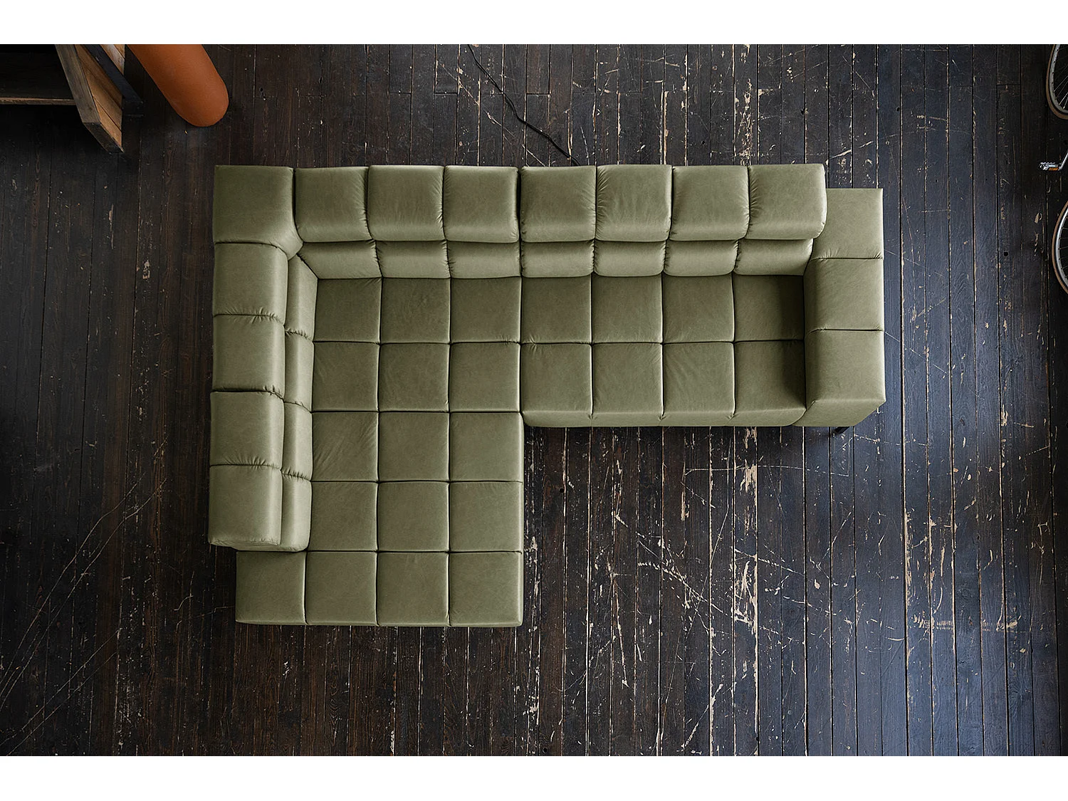 Divano angolare - verde pelle - NELSON