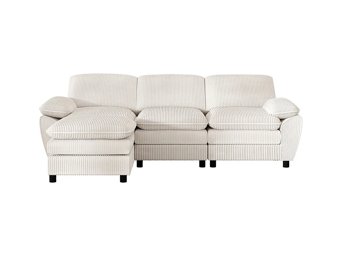 Canape d'angle combiné modulaire blanc canapé à double coussin canapé combiné en velours avec lampe et pouf ottoman amovible