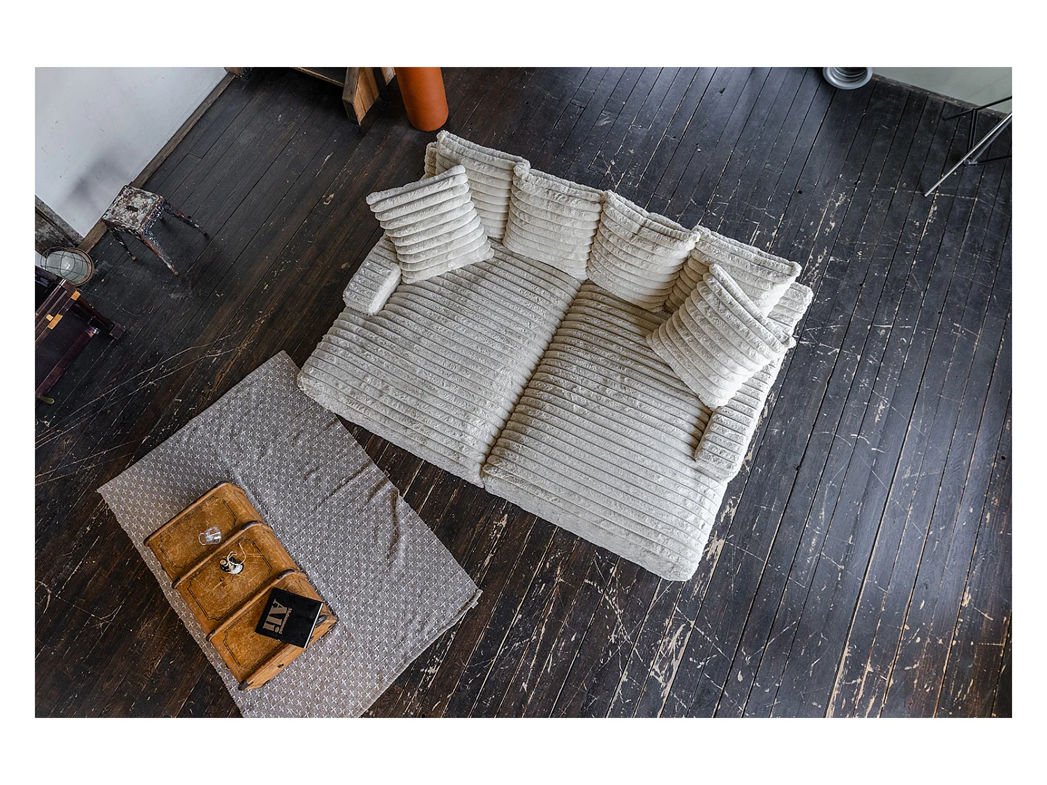 Canapé extra large - blanc crème Velours côtelé - CADY