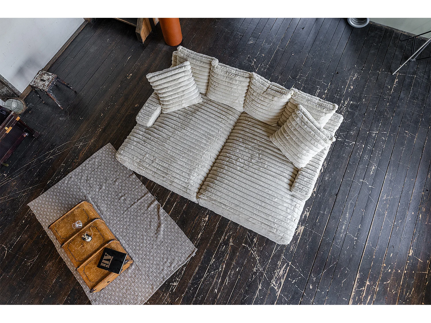 Divano extra largo - bianco crema Velluto a coste - CADY