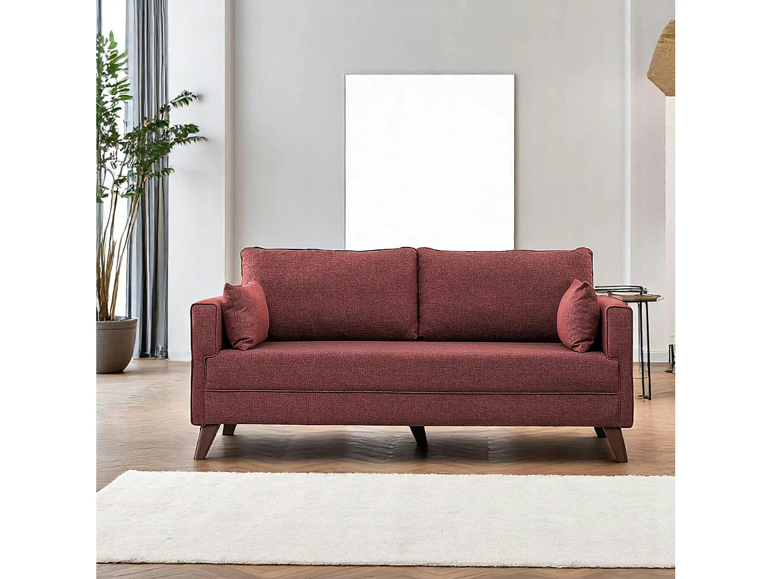 Canapé 2 places rouge chiné - dos droit SPLIT