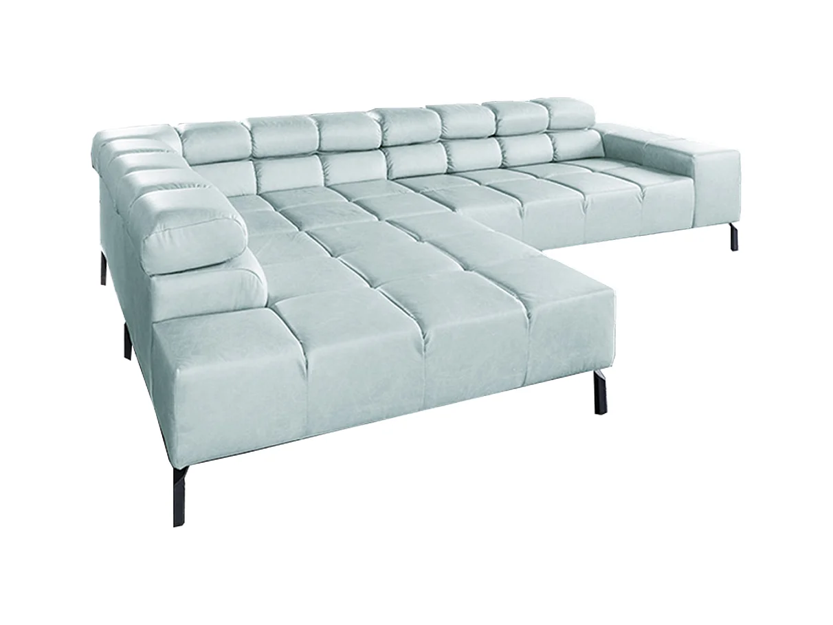 Ecksofa - Hellblau Leder - NELSON