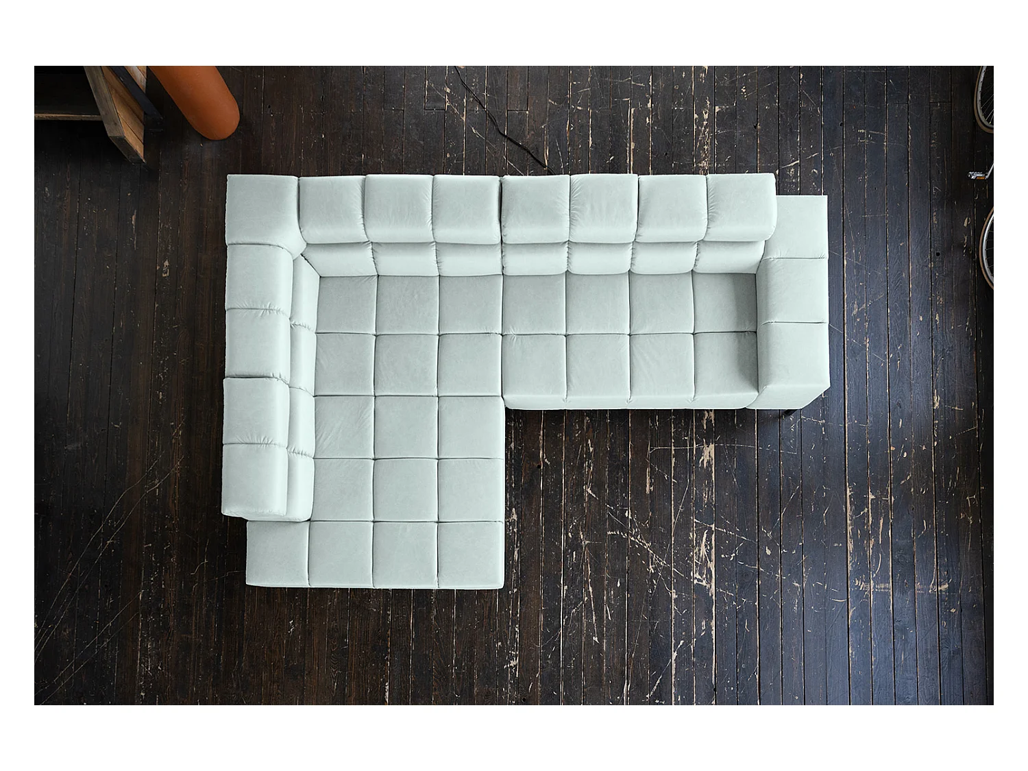 Ecksofa - Hellblau Leder - NELSON