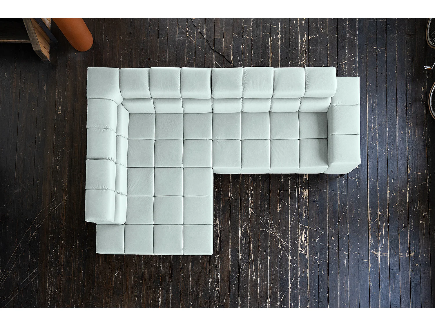 Ecksofa - Hellblau Leder - NELSON