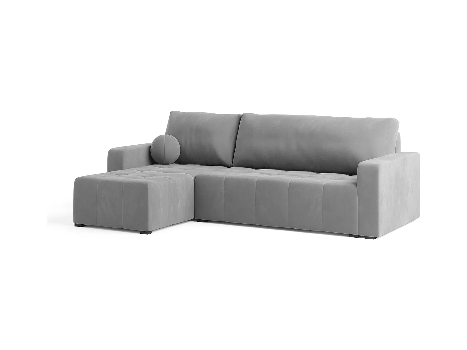 Canapé d'angle VOLIRA Gris clair en peluche avec fonction de couchage