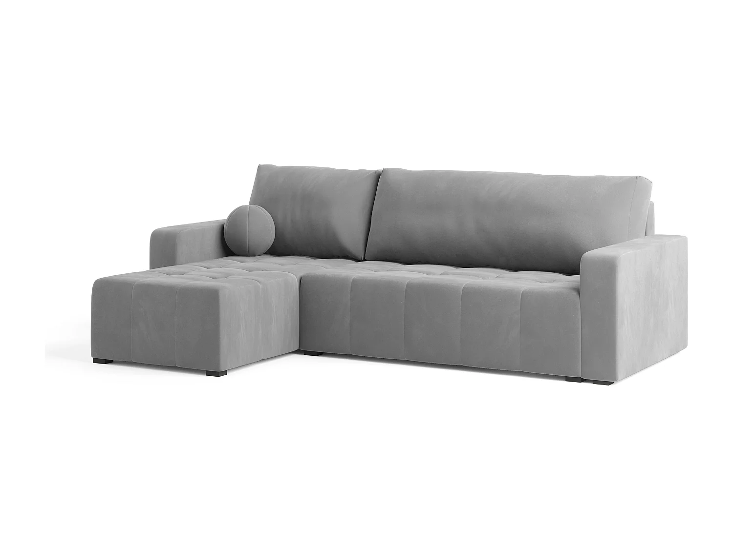 Canapé d'angle VOLIRA Gris clair en peluche avec fonction de couchage