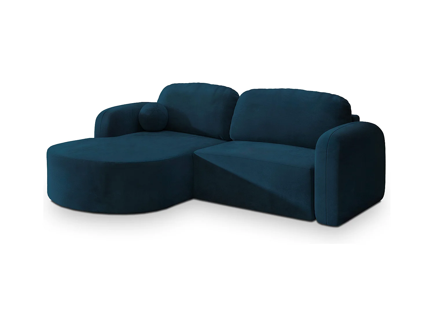 Canapé d'angle AMILIA Bleu en velours avec fonction de couchage