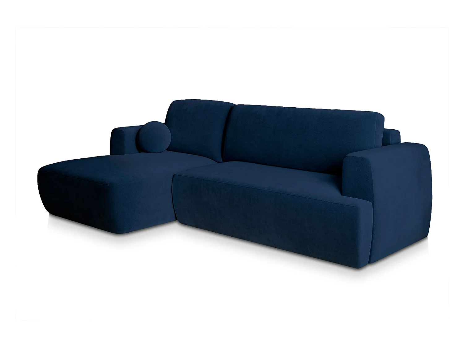 Canapé d'angle SENTI Bleu en peluche avec fonction de couchage