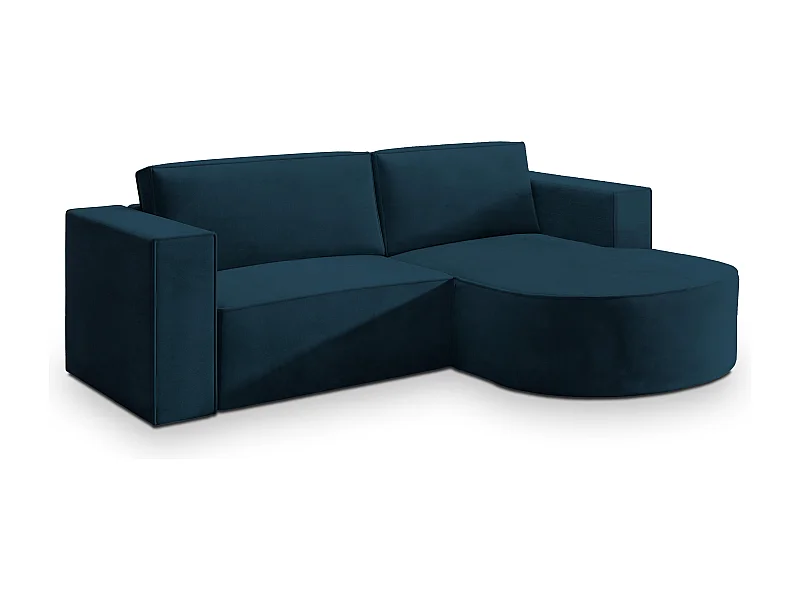 Canapé d'angle SORELA Bleu en velours avec fonction de couchage