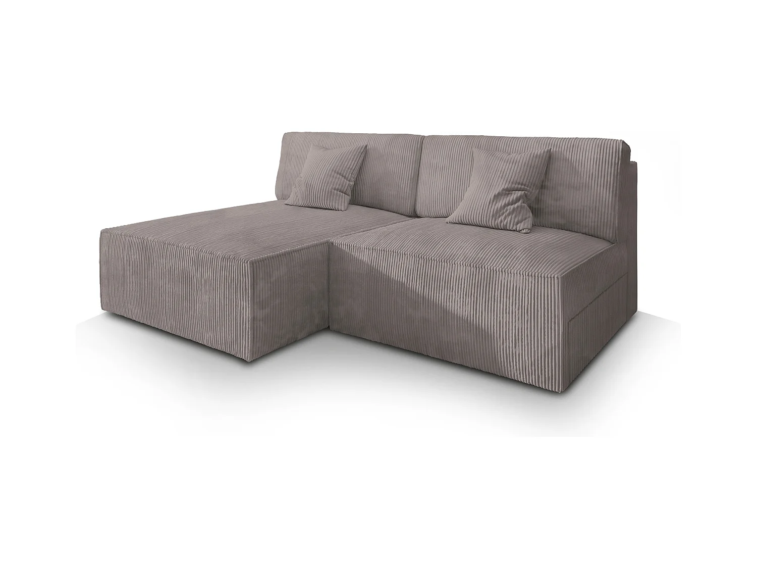 Canapé d'angle FIORO Beige en velours côtelé avec fonction de couchage