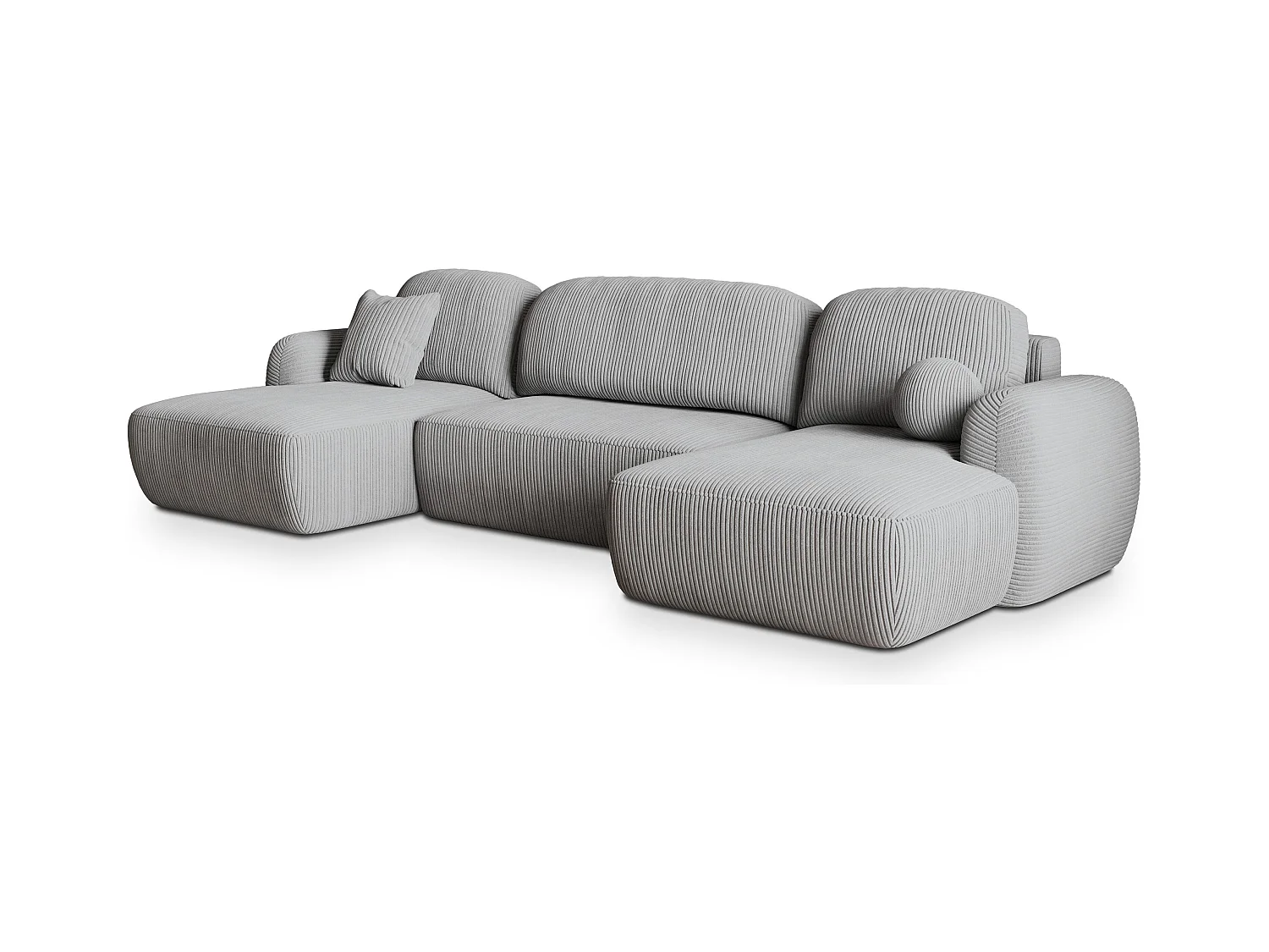 Canapé d'angle SAVONA Gris clair en velours côtelé avec fonction de couchage