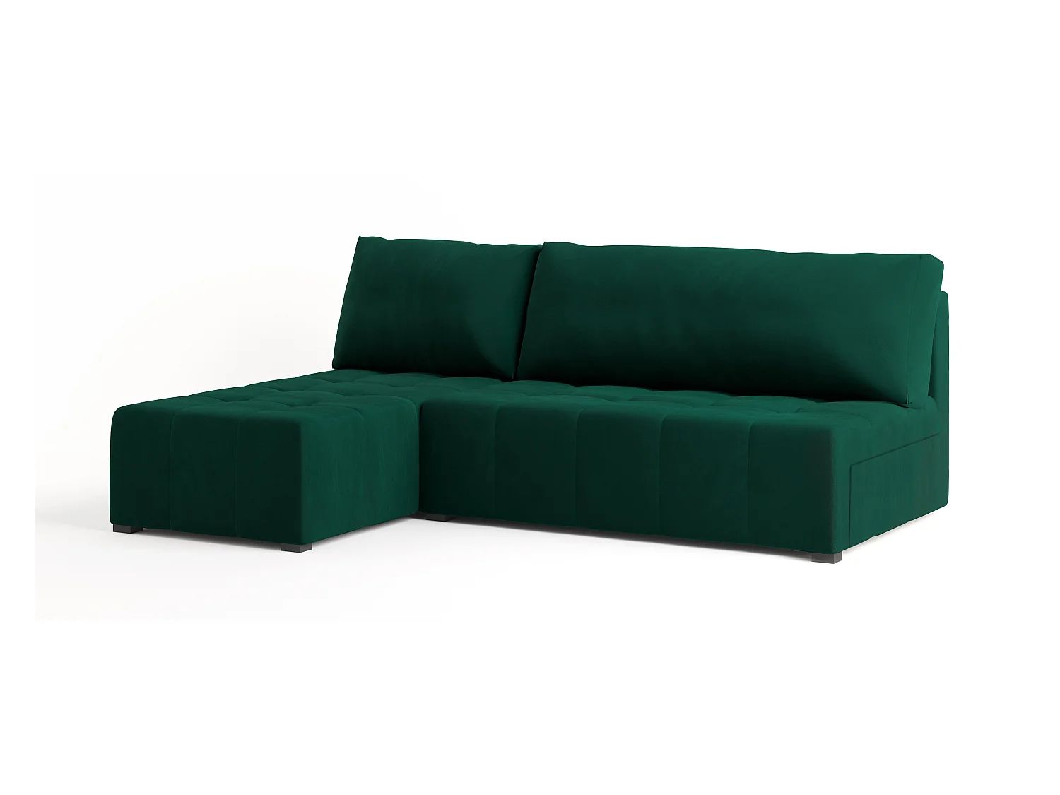 Canapé d'angle DOMIRA Vert Sapin en peluche avec fonction de couchage