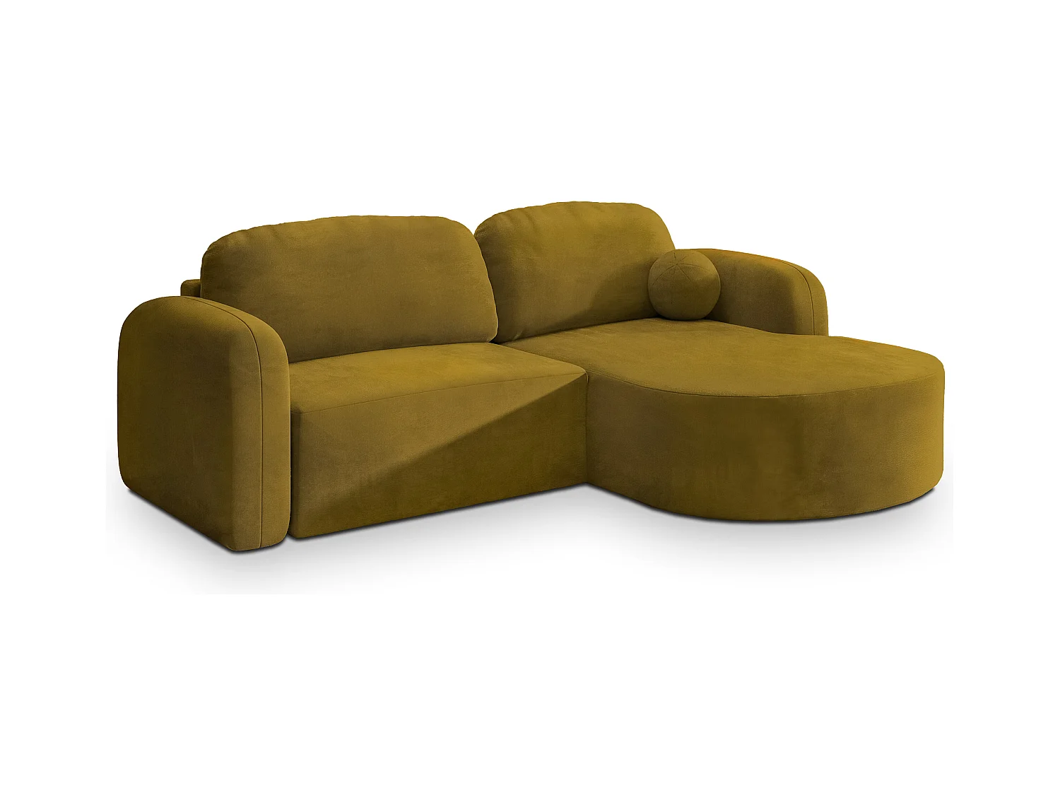 Canapé d'angle AMILIA Jaune en velours avec fonction de couchage