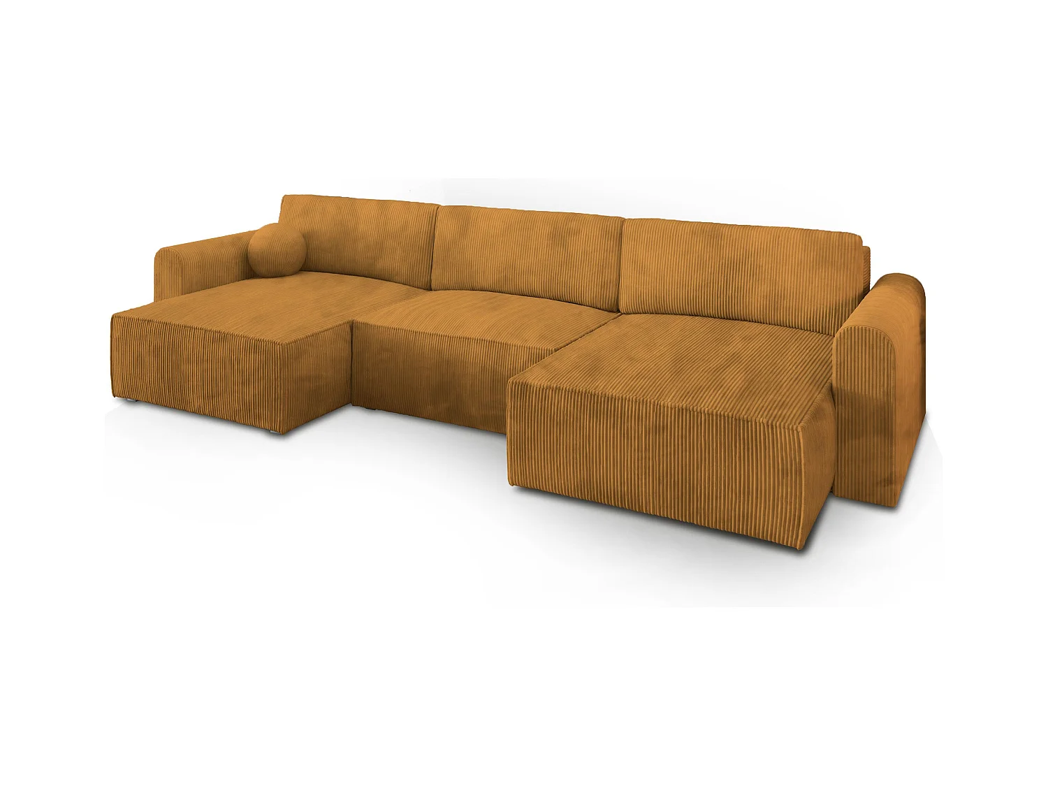Canapé d'angle FENTO Jaune en velours côtelé avec fonction de couchage