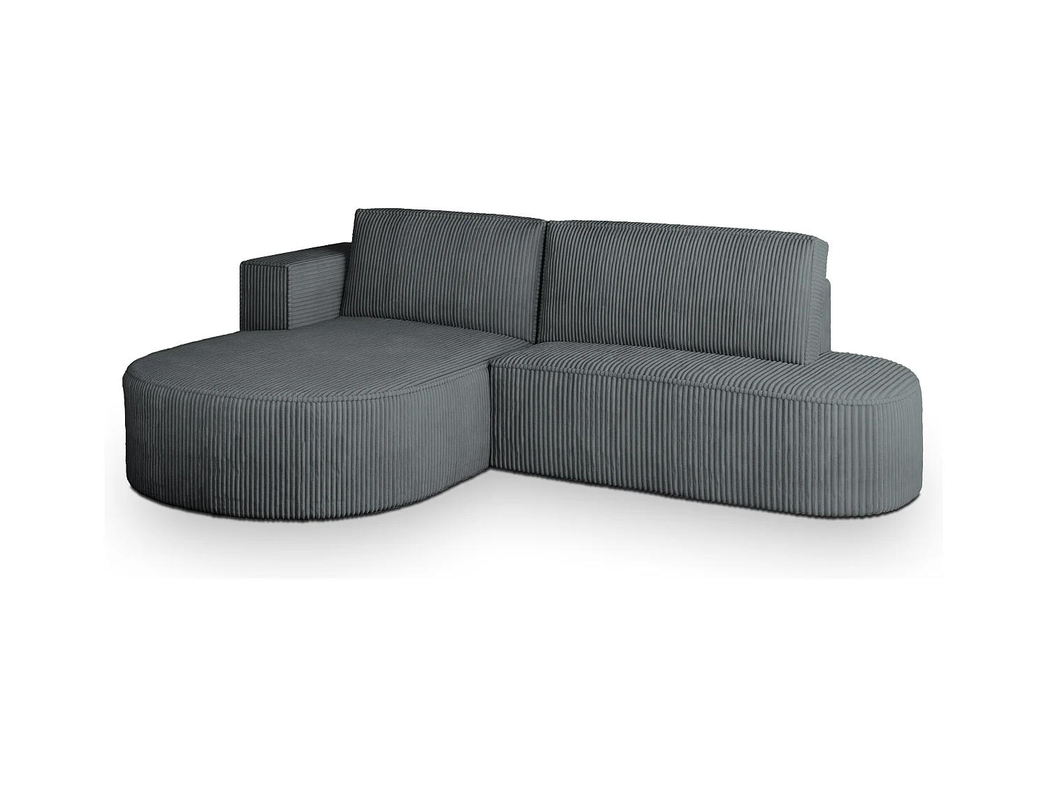 Canapé d'angle CORTIO Gris en velours côtelé avec fonction de couchage