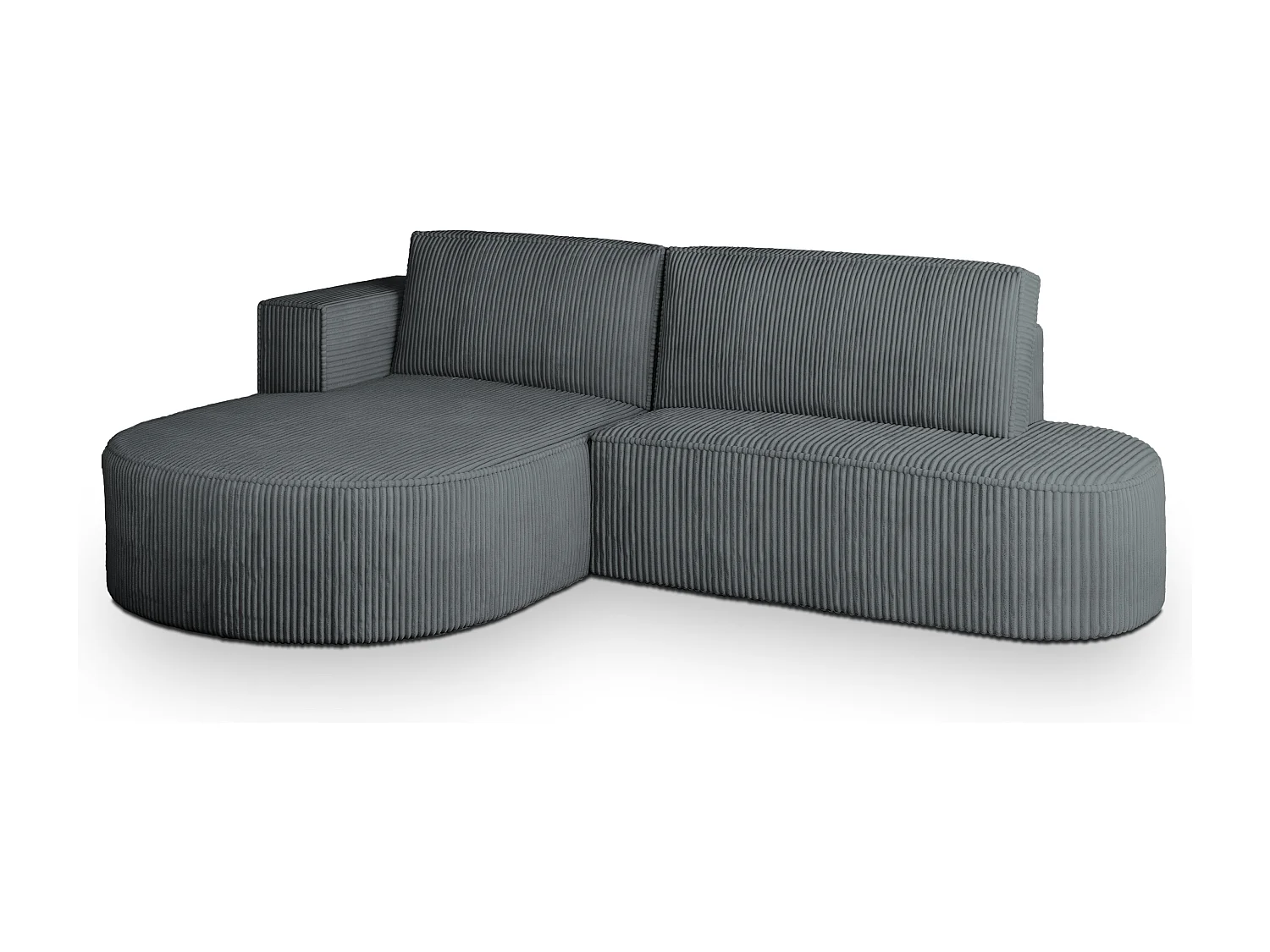 Canapé d'angle CORTIO Gris en velours côtelé avec fonction de couchage