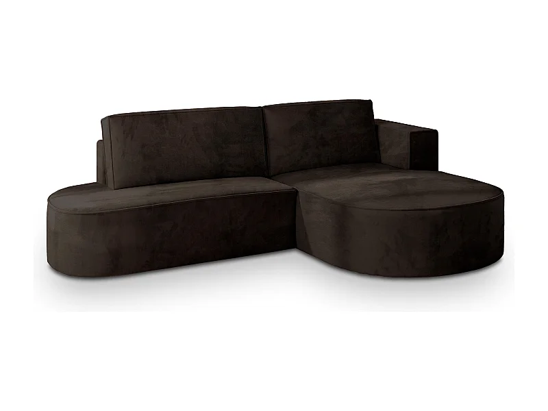 Canapé d'angle CORTIO Marron en velours avec fonction de couchage