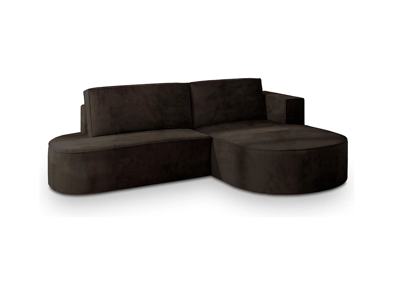 Canapé d'angle CORTIO Marron en velours avec fonction de couchage