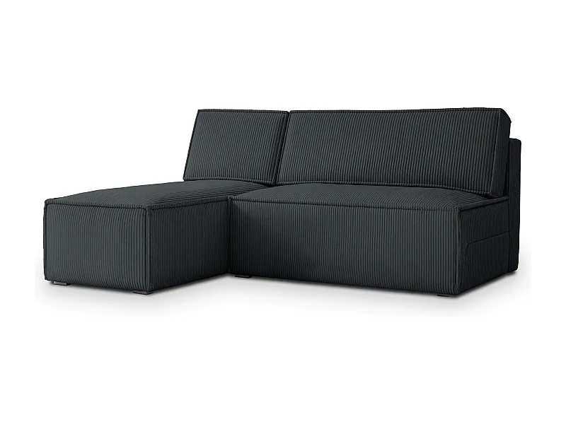 Canapé d'angle BRISO Gris anthracite en velours côtelé avec fonction de couchage