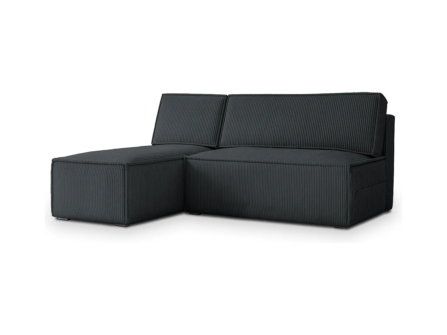 Canapé d'angle BRISO Gris anthracite en velours côtelé avec fonction de couchage