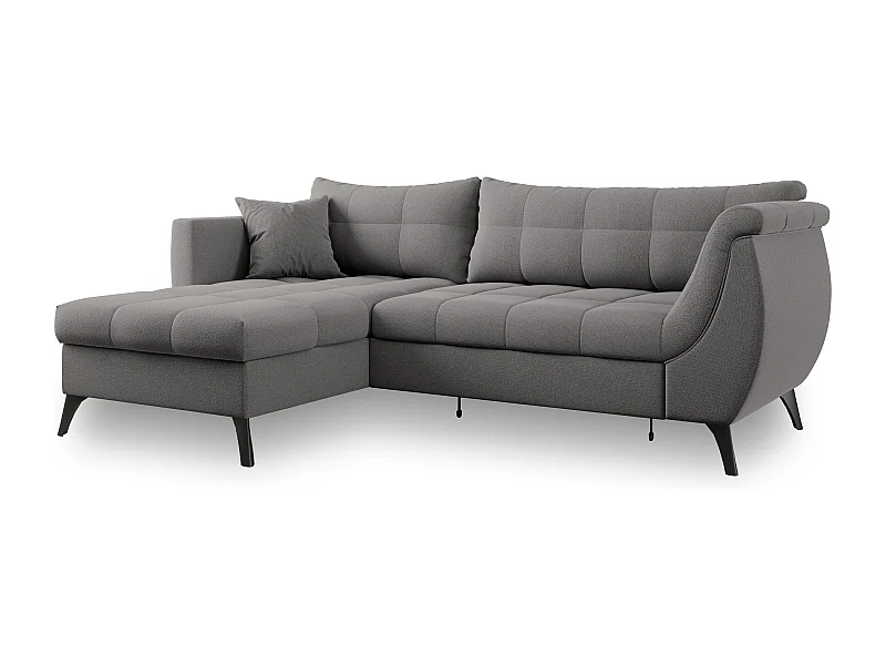 Canapé d'angle MOLLIS Gris en tissu texturé avec fonction de couchage