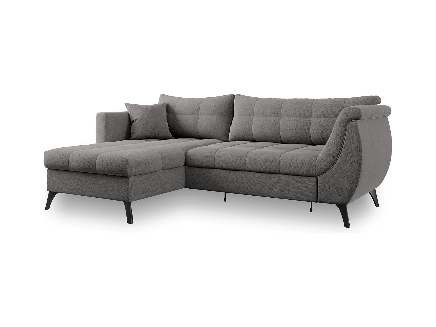 Canapé d'angle MOLLIS Gris en tissu texturé avec fonction de couchage