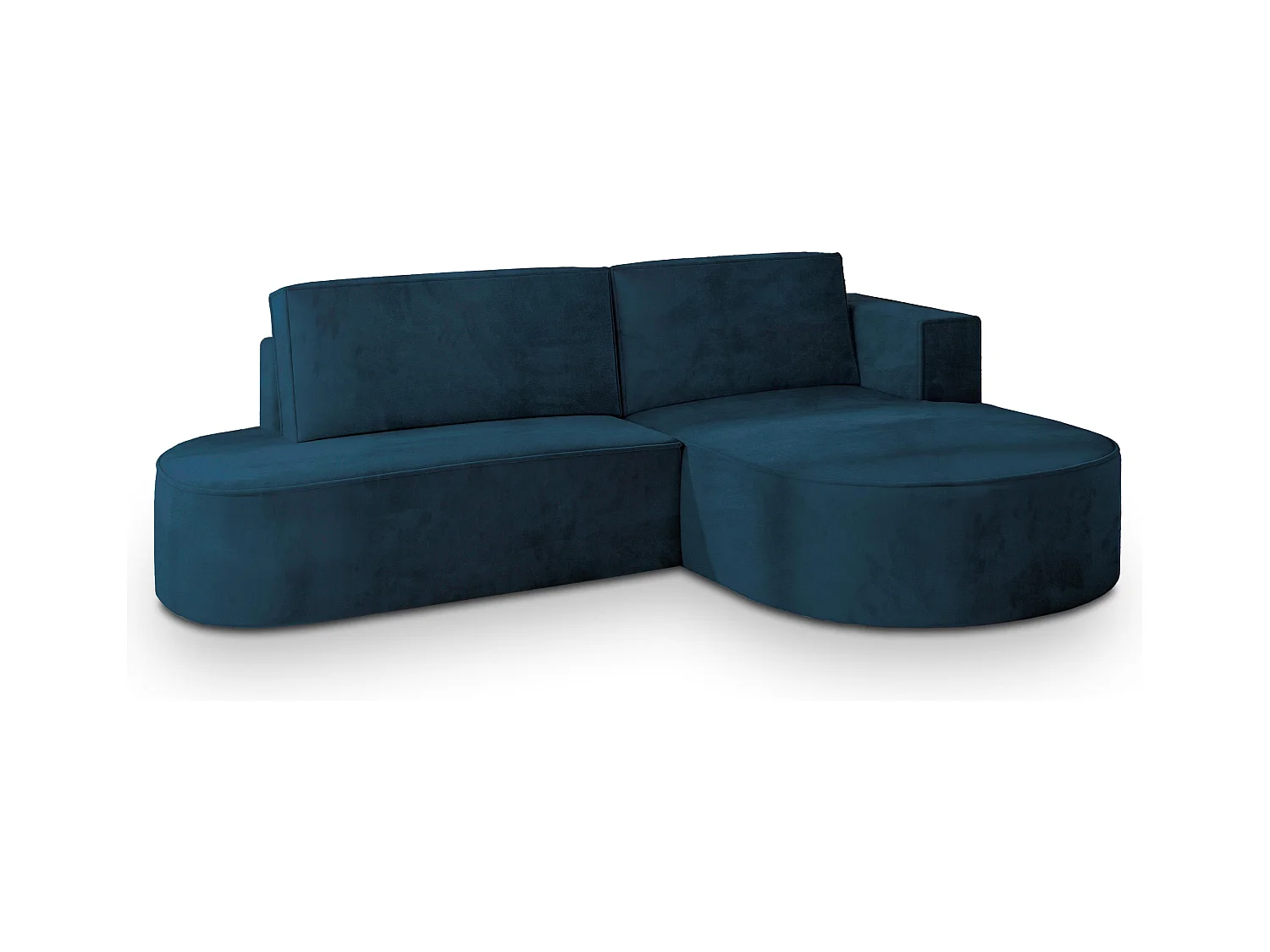Canapé d'angle CORTIO Bleu en velours avec fonction de couchage