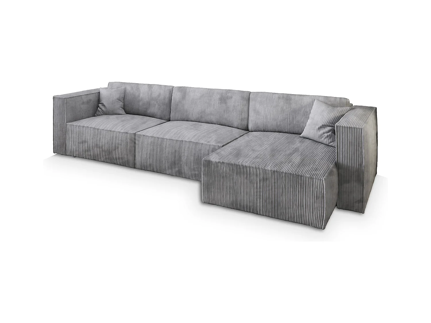 Canapé d'angle TOLMO Gris clair en velours côtelé avec fonction de couchage