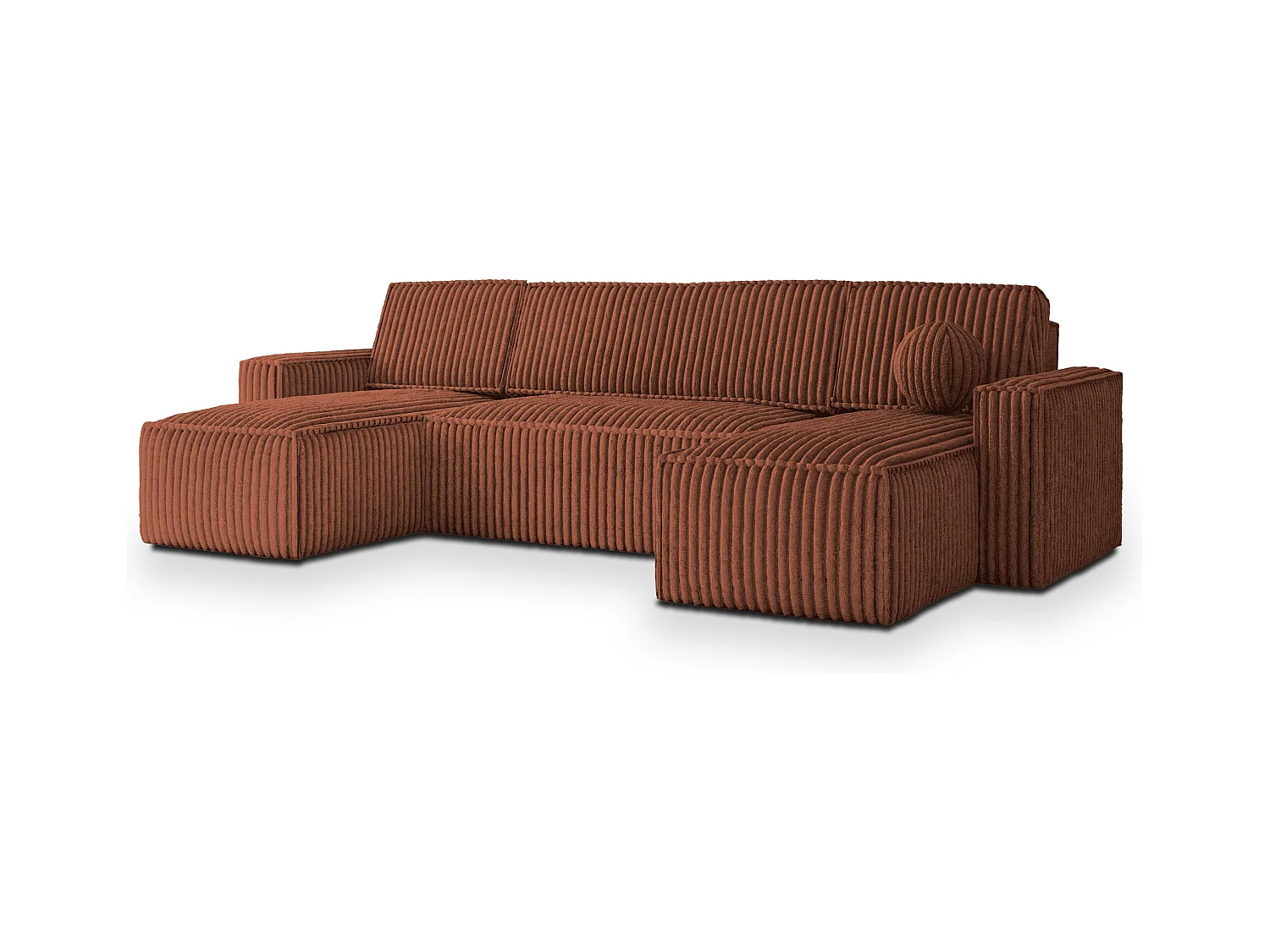 Canapé d'angle PESANO Marron en velours côtelé avec fonction de couchage