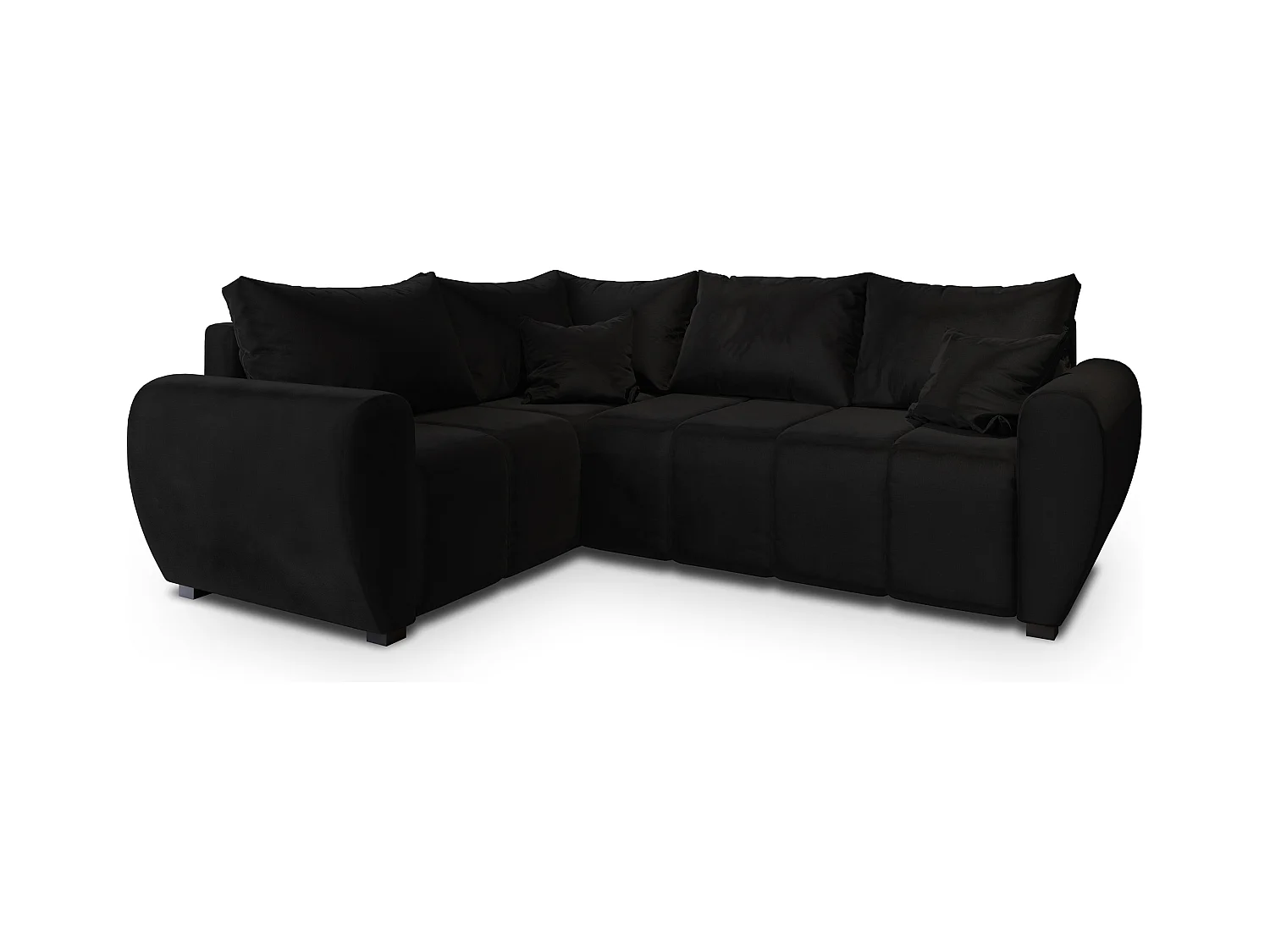 Canapé d'angle MADISON Noir en peluche avec fonction de couchage