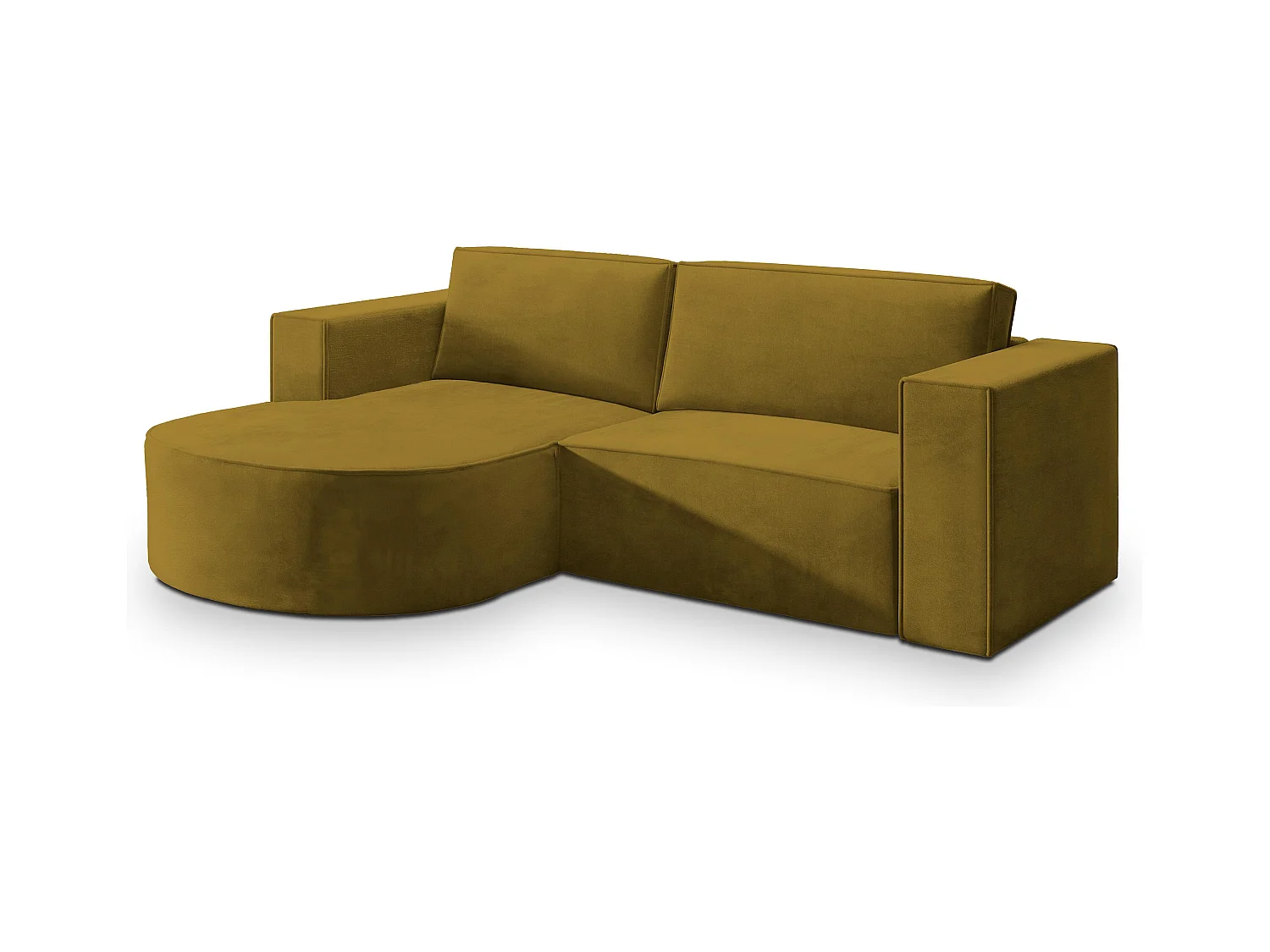 Canapé d'angle SORELA Jaune en velours avec fonction de couchage