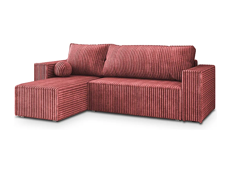 Hoekbank RAVELO van fluweel met slaapfunctie Rosa