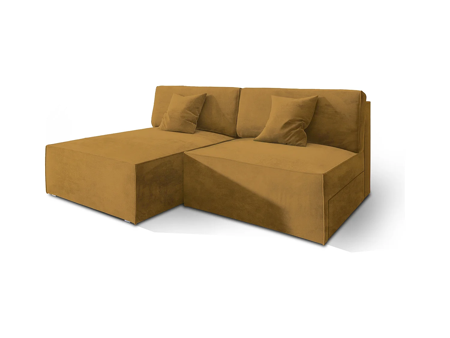 Canapé d'angle FIORO Jaune en velours avec fonction de couchage