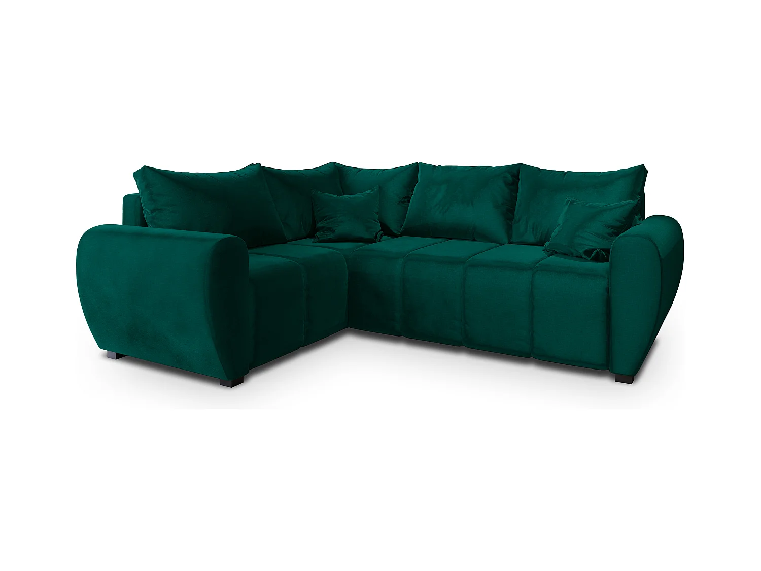 Canapé d'angle MADISON Vert Sapin en peluche avec fonction de couchage