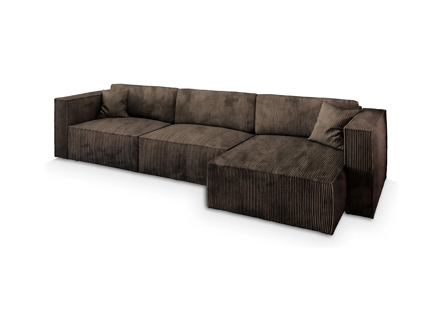 Canapé d'angle TOLMO Marron en velours côtelé avec fonction de couchage
