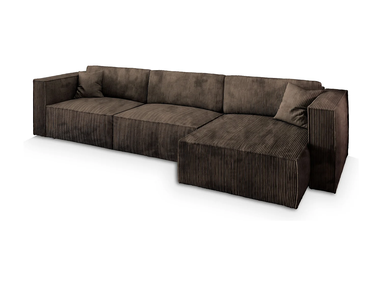 Canapé d'angle TOLMO Marron en velours côtelé avec fonction de couchage
