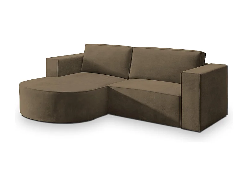 Canapé d'angle SORELA Beige en velours avec fonction de couchage