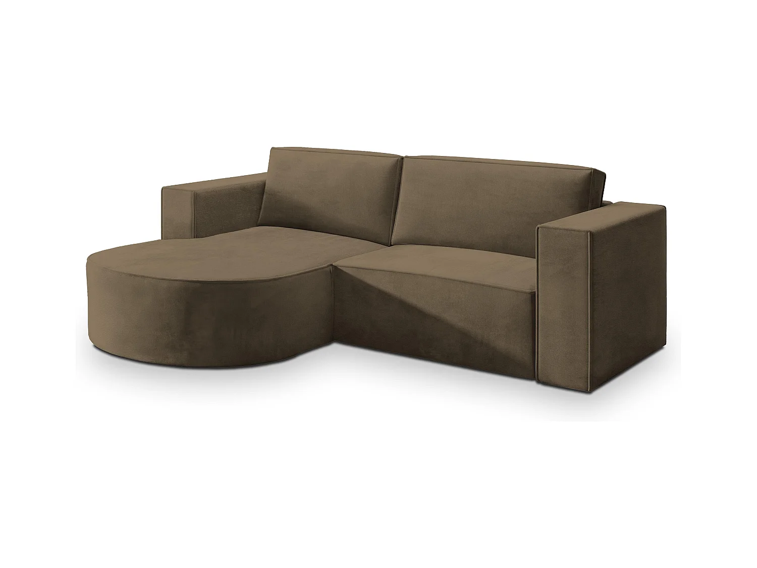Canapé d'angle SORELA Beige en velours avec fonction de couchage