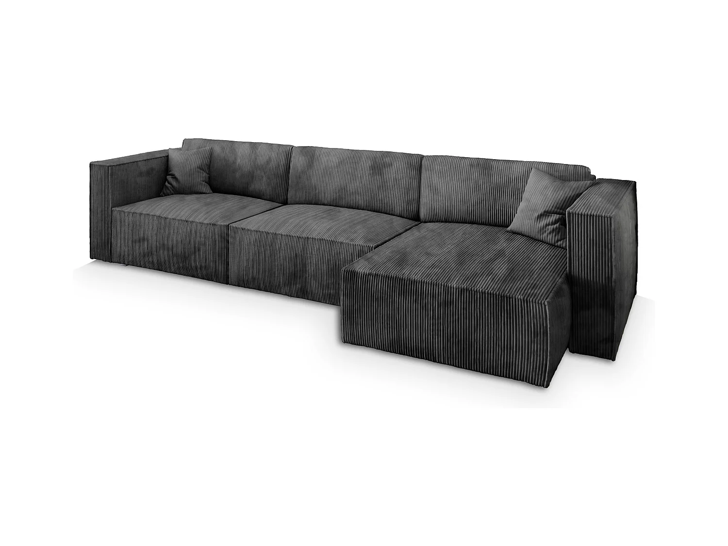 Canapé d'angle TOLMO Gris anthracite en velours côtelé avec fonction de couchage