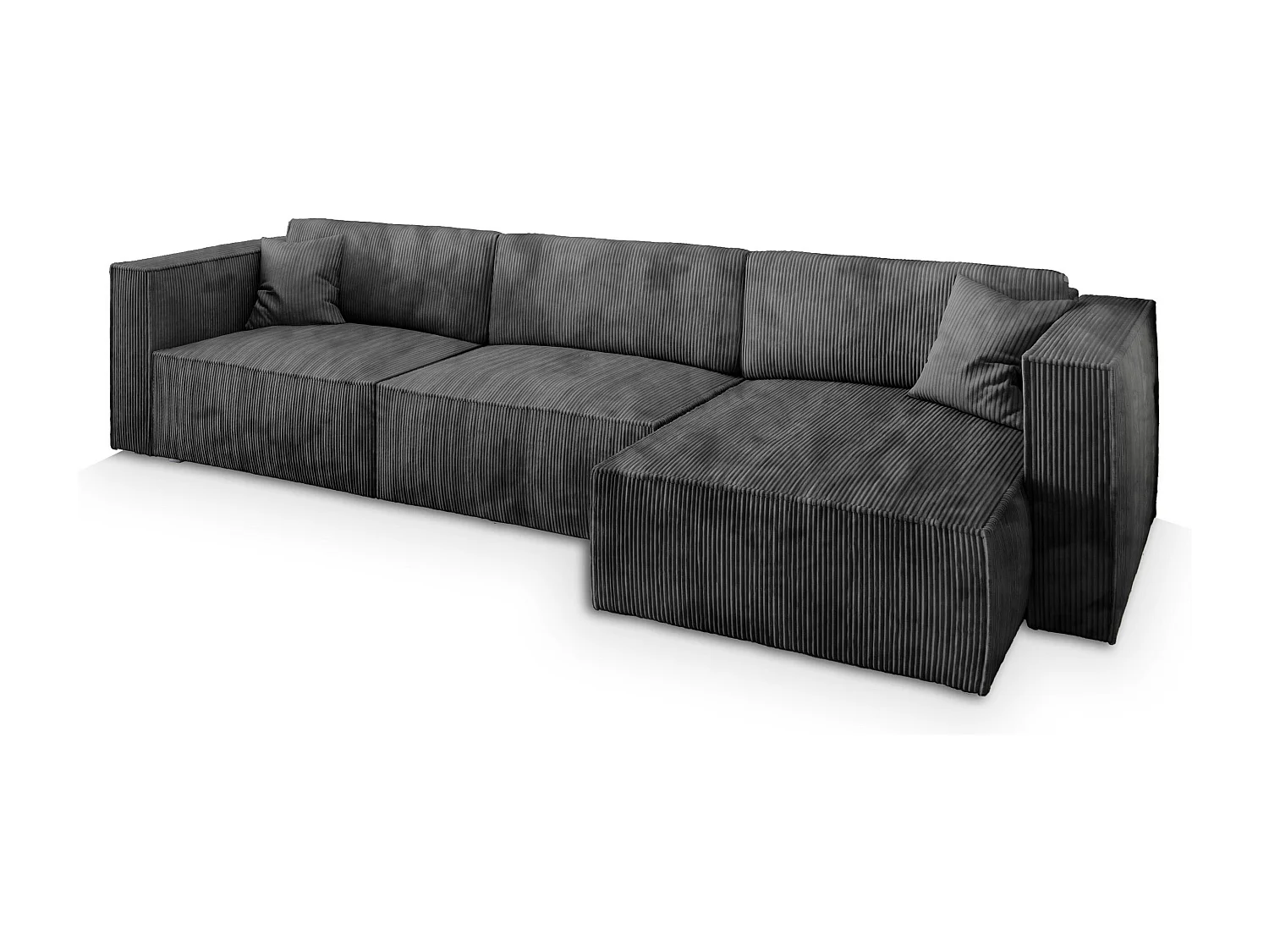 Canapé d'angle TOLMO Gris anthracite en velours côtelé avec fonction de couchage