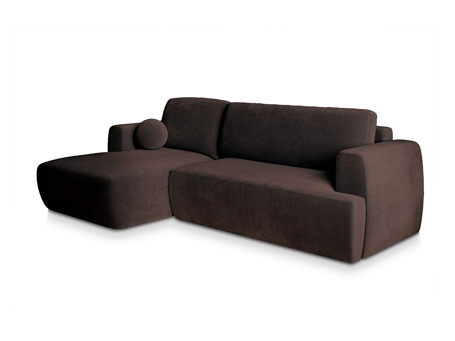 Canapé d'angle SENTI Marron en peluche avec fonction de couchage