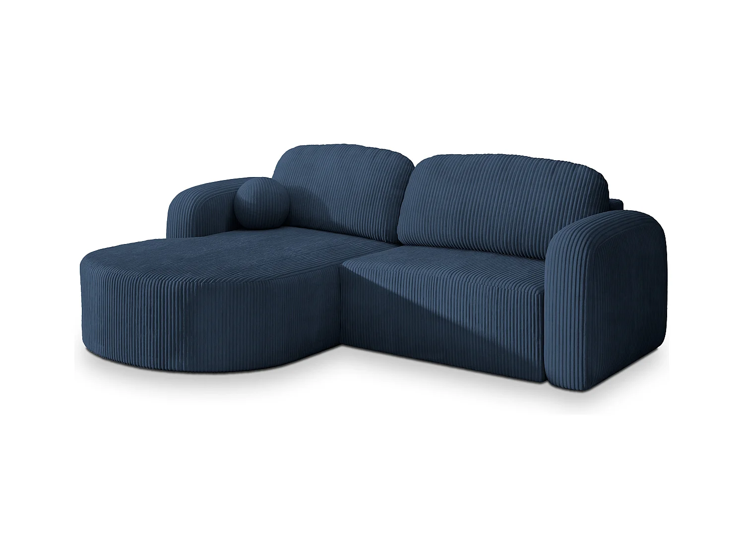Canapé d'angle AMILIA Bleu en velours côtelé avec fonction de couchage